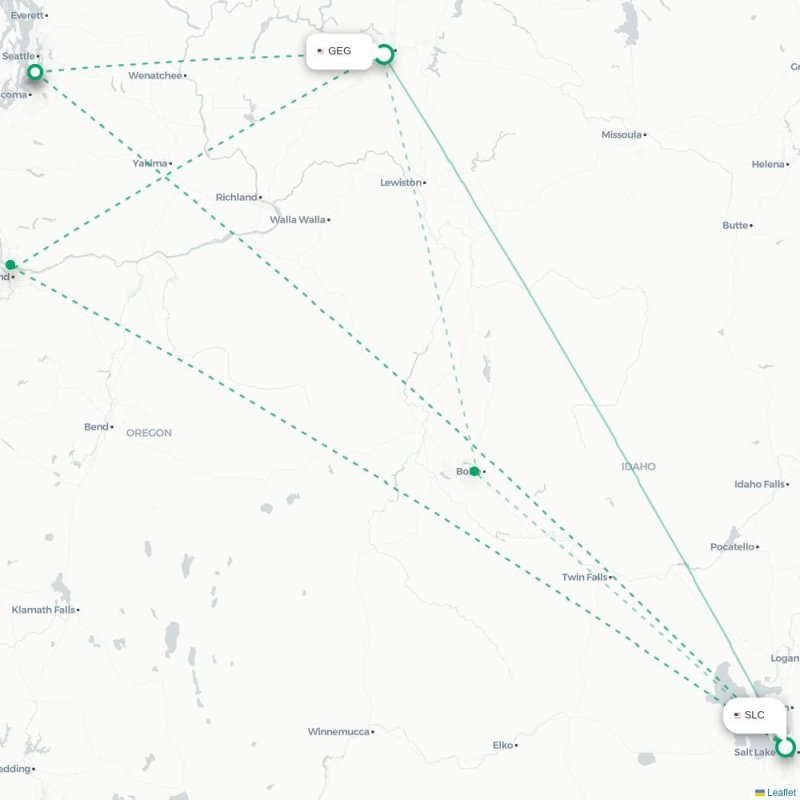 SLC - GEG route map