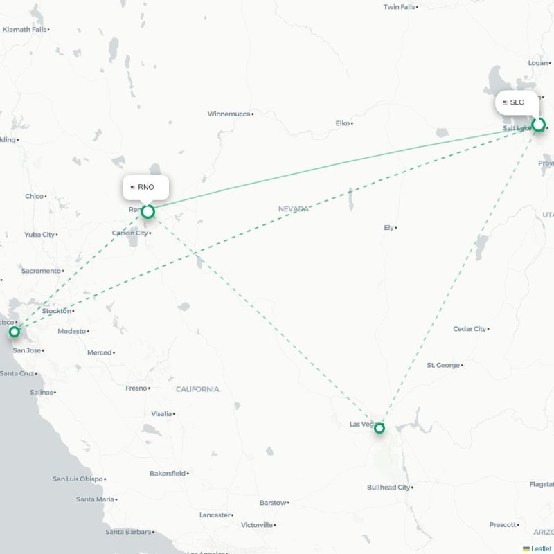 SLC - RNO route map
