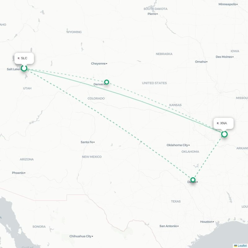 SLC - XNA route map