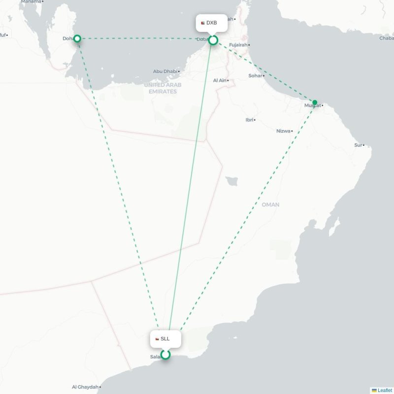 SLL - DXB route map