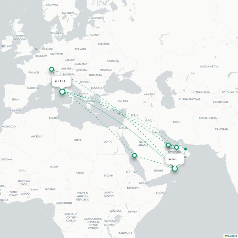 SLL - FCO route map