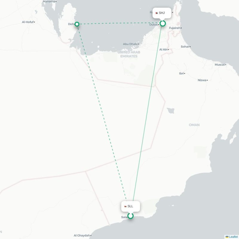 SLL - SHJ route map