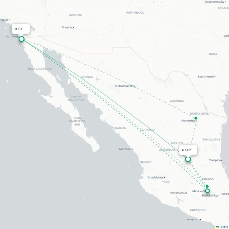 SLP - TIJ route map