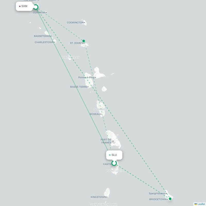 SLU - SXM route map