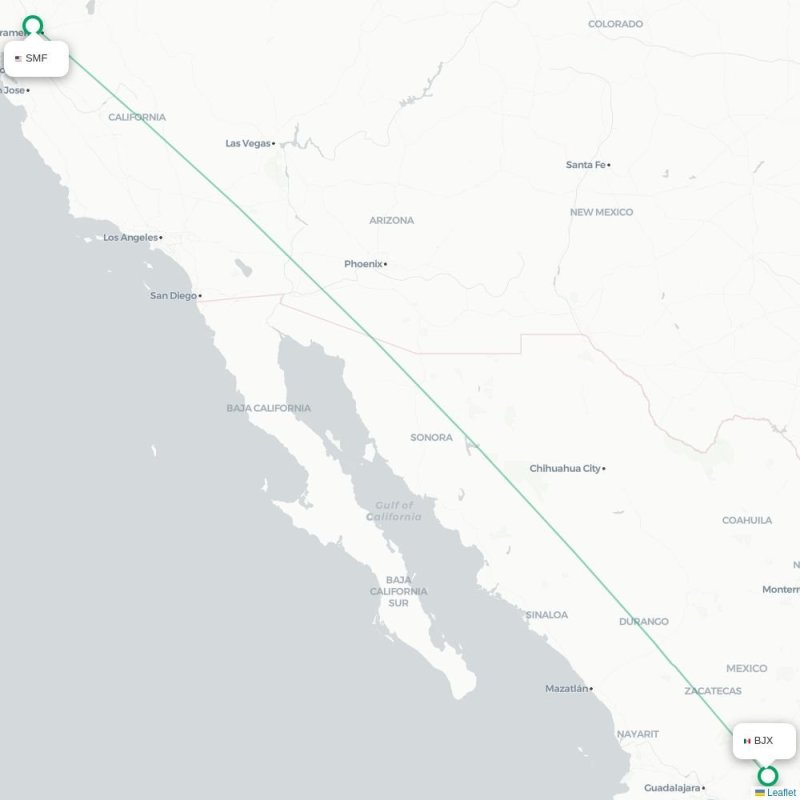 SMF - BJX route map