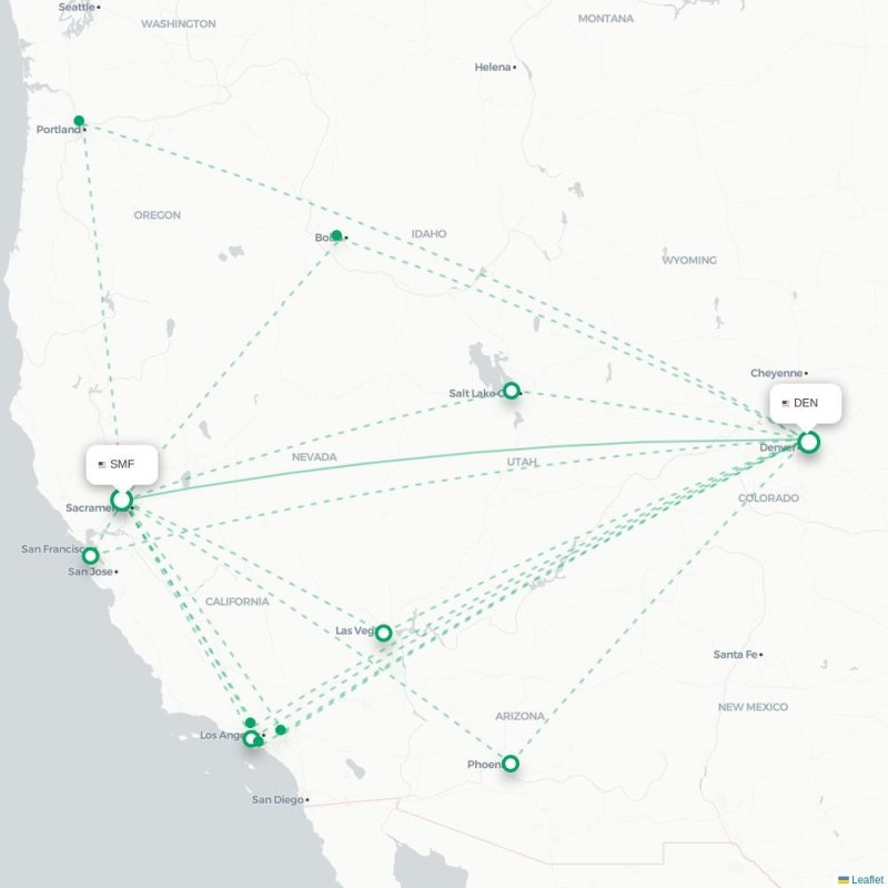 SMF - DEN route map