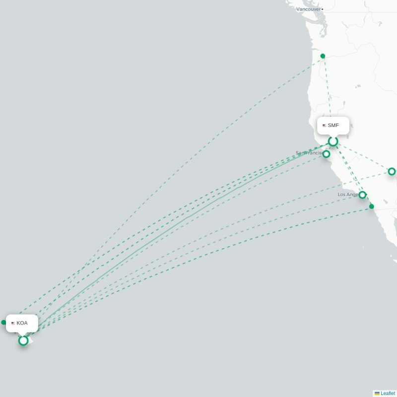 SMF - KOA route map
