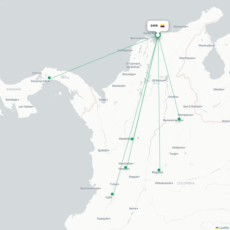 Route map Santa Marta  SMR airport