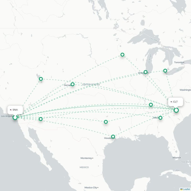 SNA - CLT route map