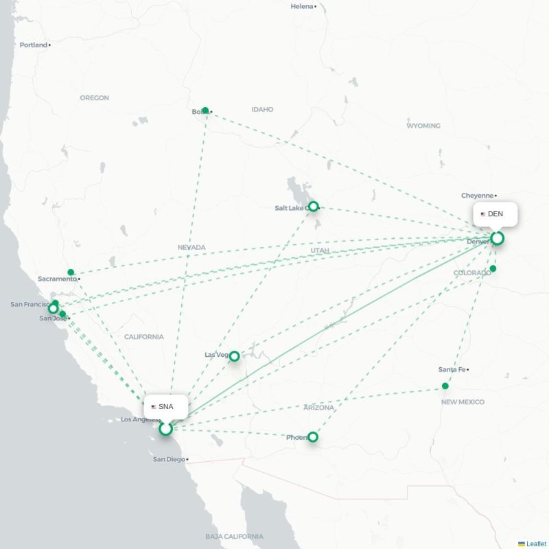 SNA - DEN route map