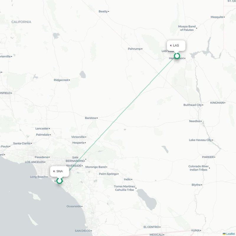 SNA - LAS route map