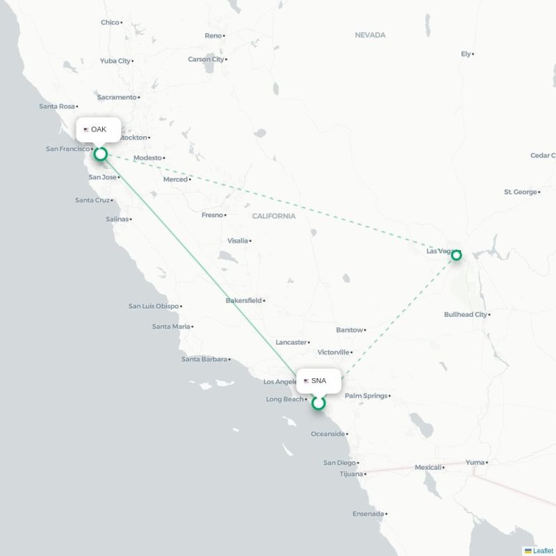 SNA - OAK route map