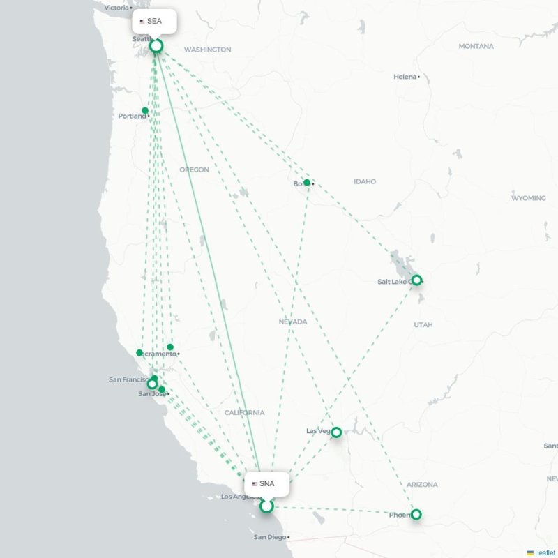 SNA - SEA route map