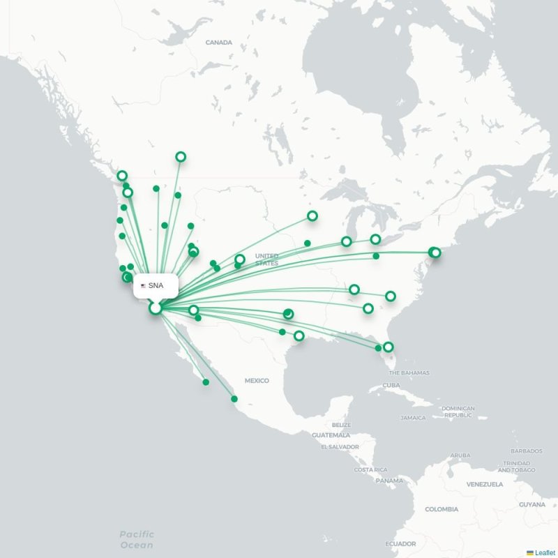SNA - SFO route map