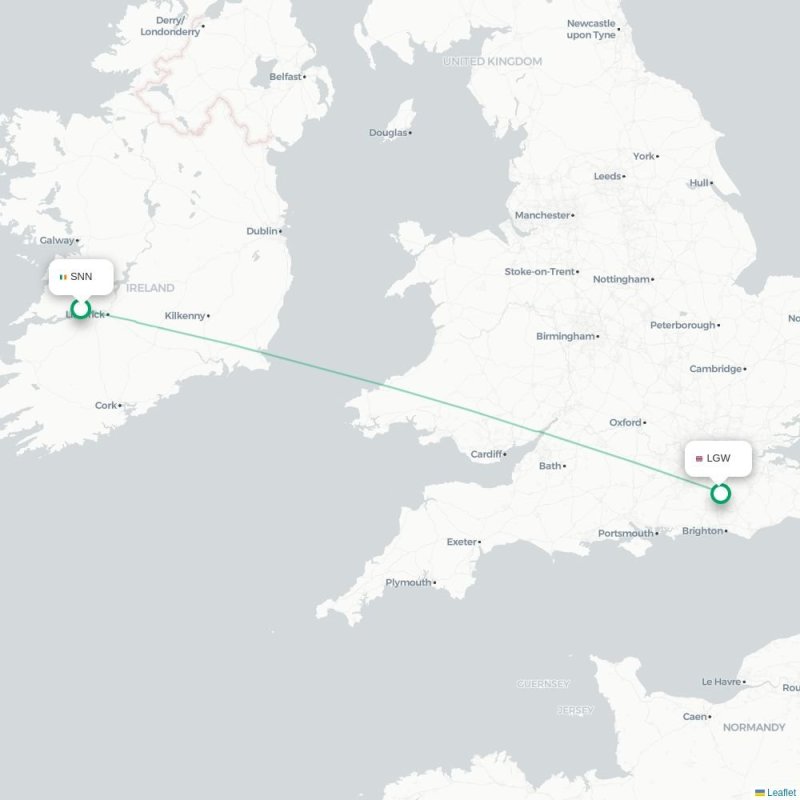 SNN - LGW route map