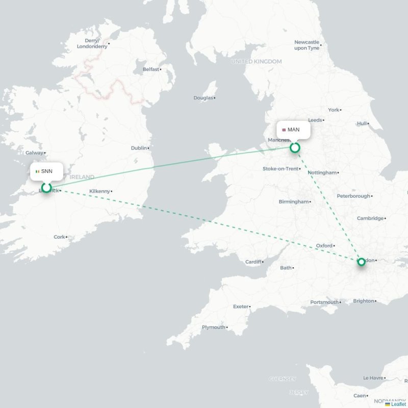 SNN - MAN route map