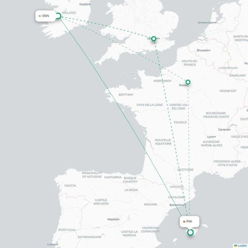 SNN - PMI route map