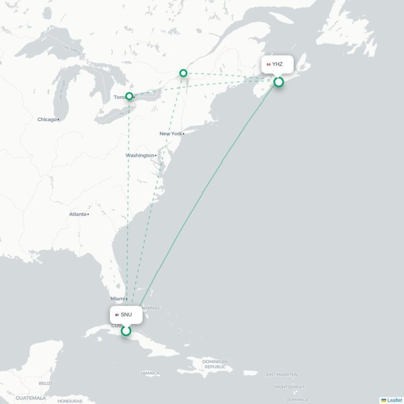 SNU - YHZ route map