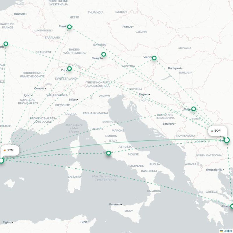 SOF - BCN route map