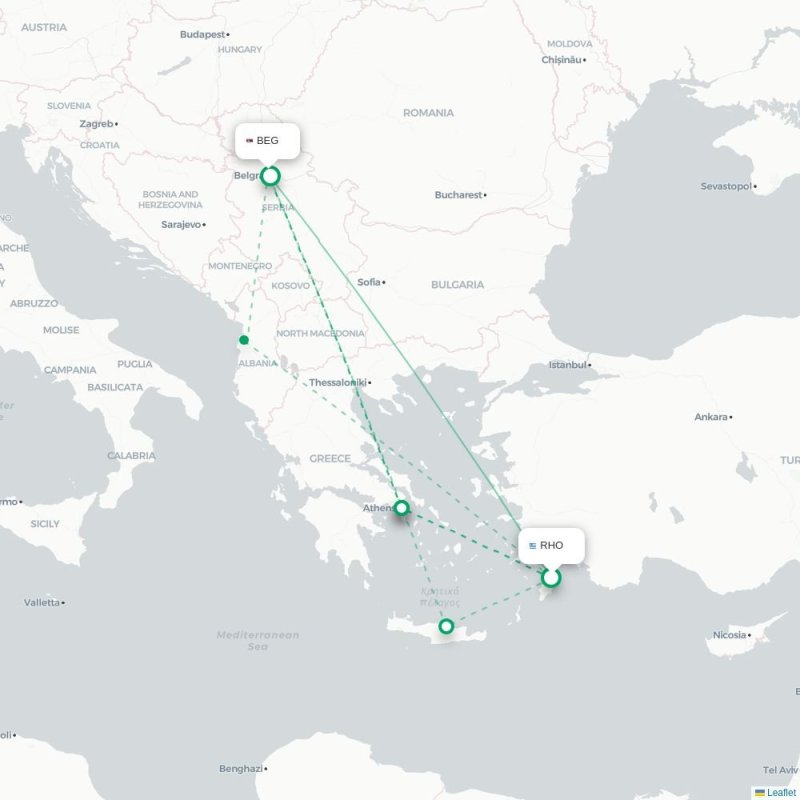 SOF - BEG route map