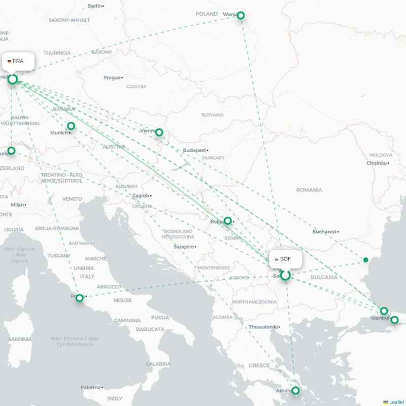 SOF - FRA route map