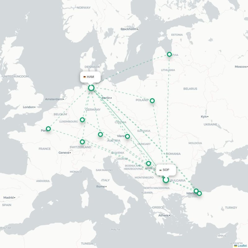 SOF - HAM route map