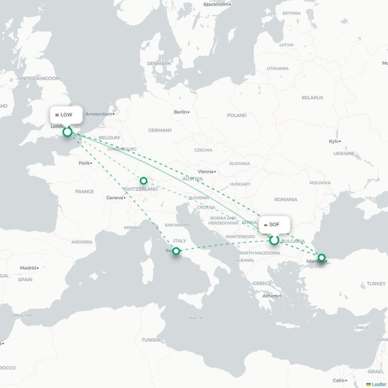 SOF - LGW route map