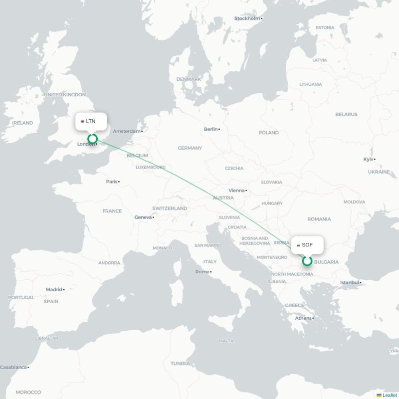 SOF - LTN route map