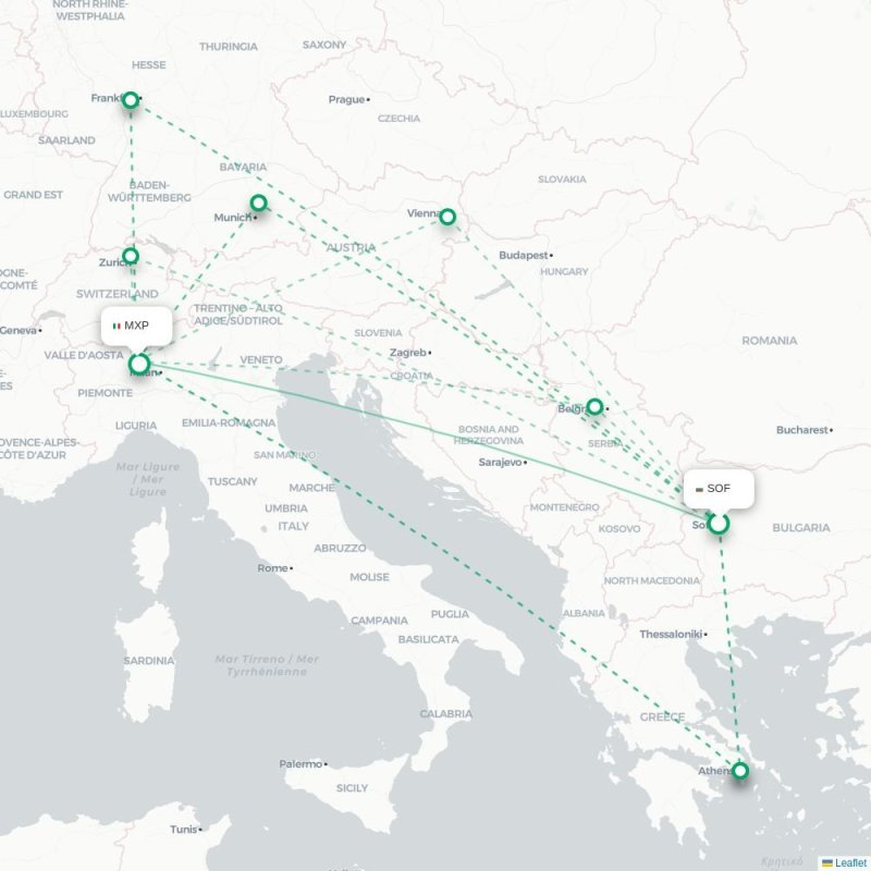 SOF - MXP route map