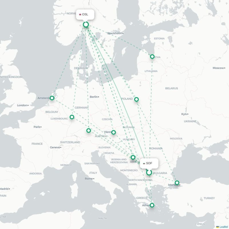 SOF - OSL route map