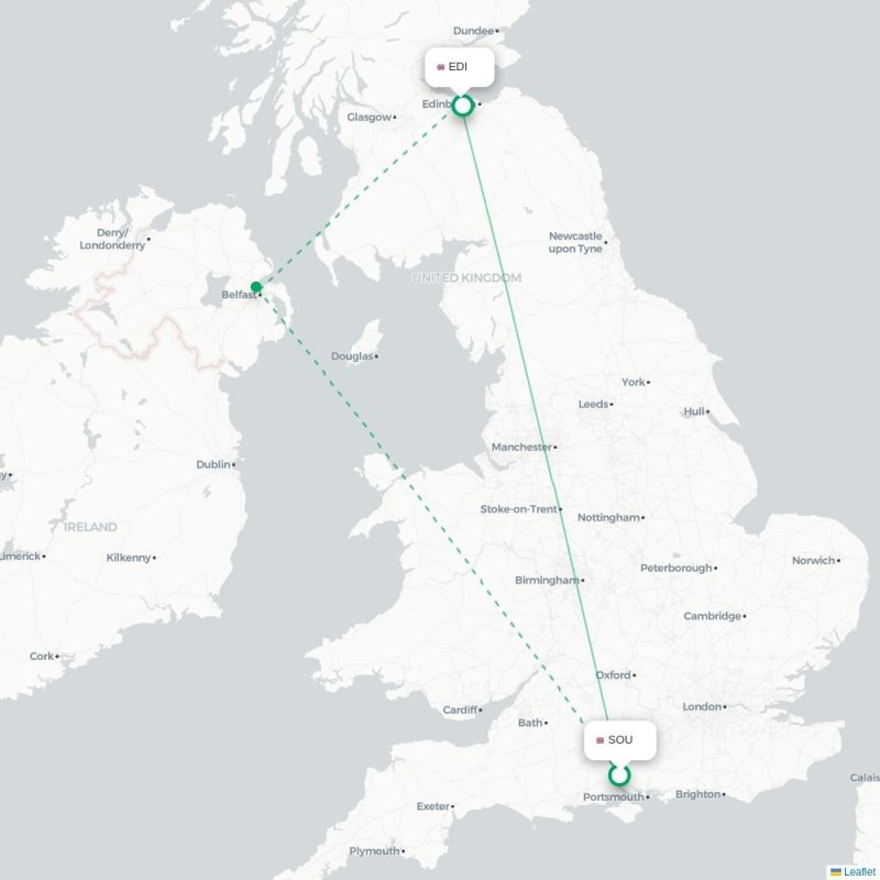SOU - EDI route map