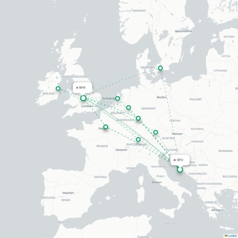 SPU - BHX route map
