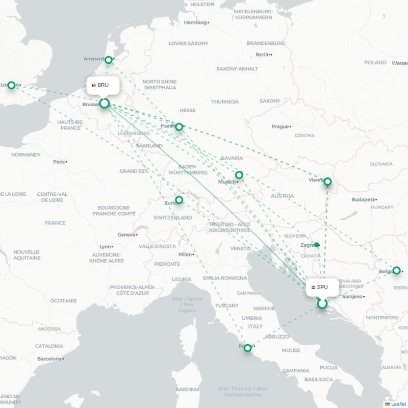 SPU - BRU route map