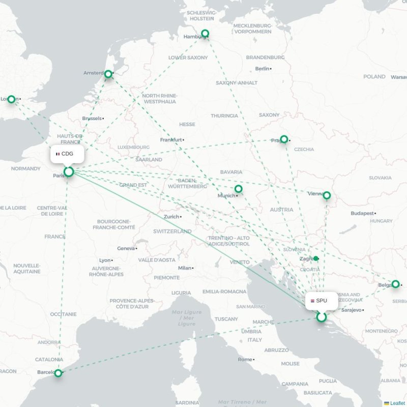 SPU - CDG route map