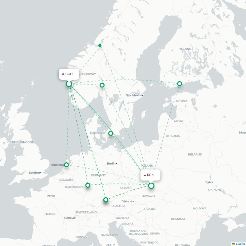 SPU - KRK route map