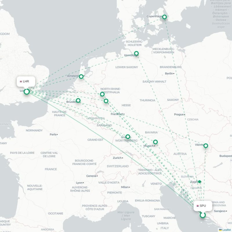 SPU - LHR route map