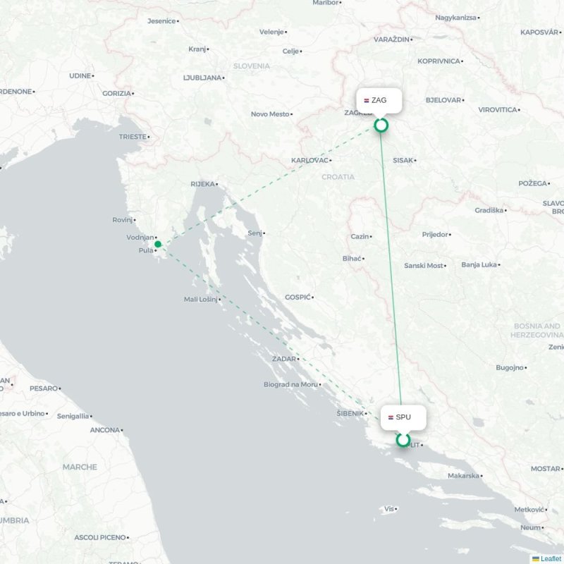 SPU - ZAG route map