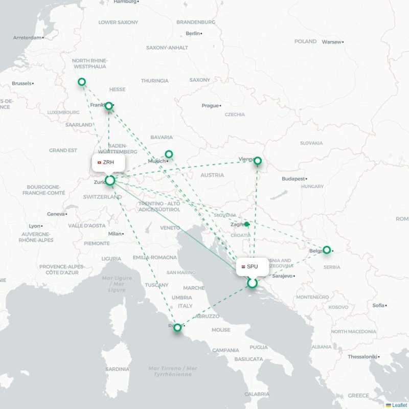 SPU - ZRH route map