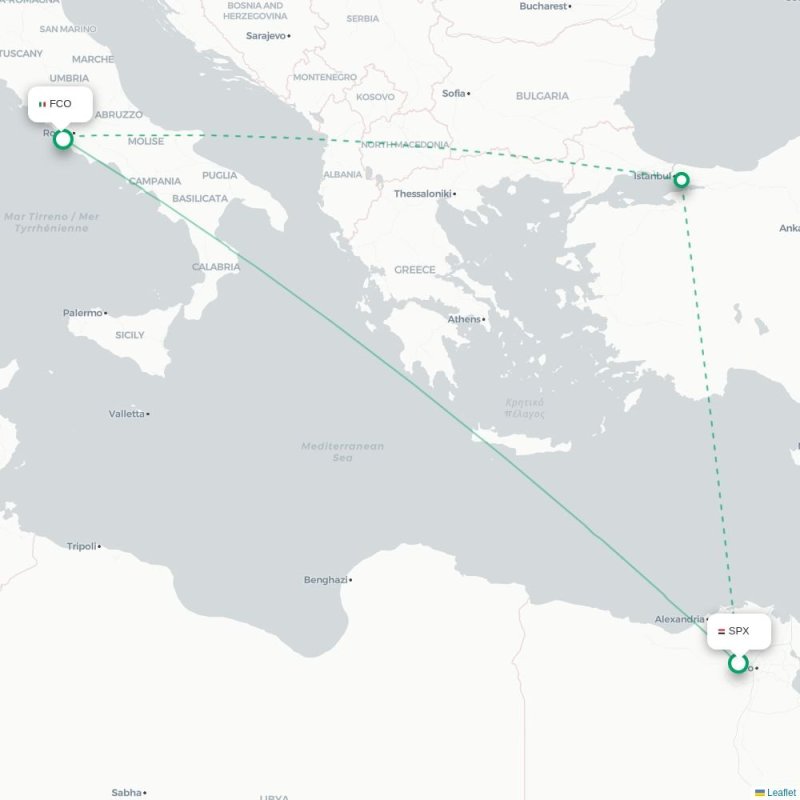 SPX - FCO route map