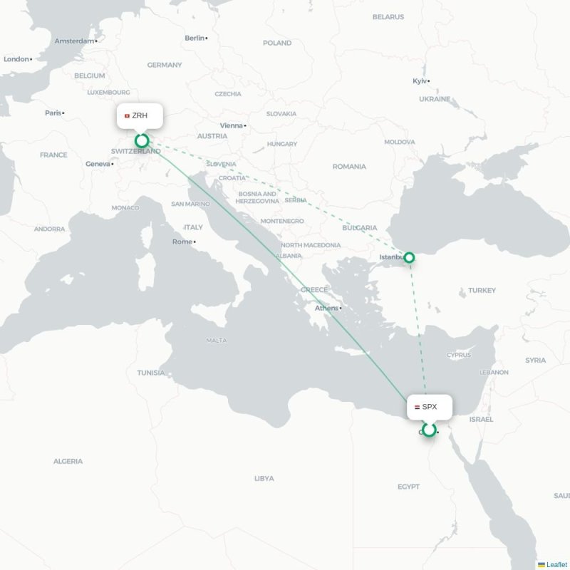 SPX - ZRH route map