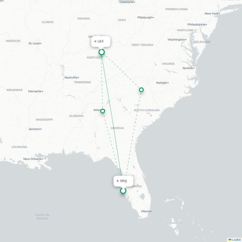 SRQ - LEX route map