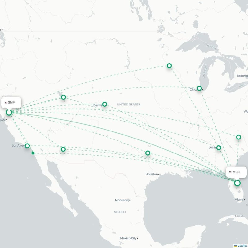 SRQ - MCO route map