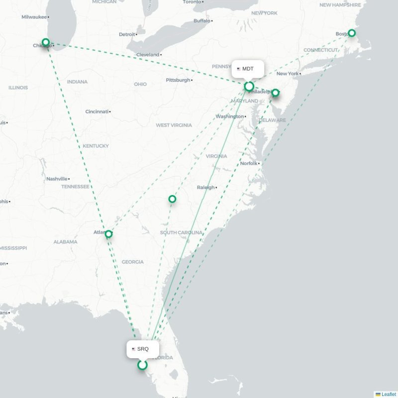 SRQ - MDT route map