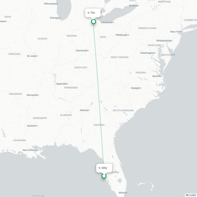 SRQ - TOL route map