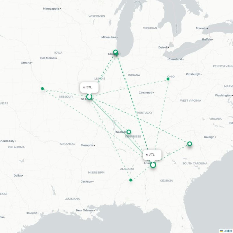 STL - ATL route map