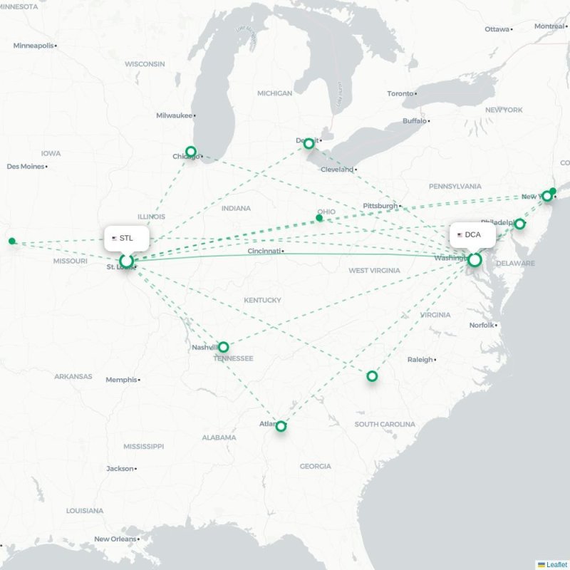 STL - DCA route map