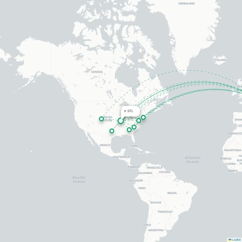 STL - FRA route map