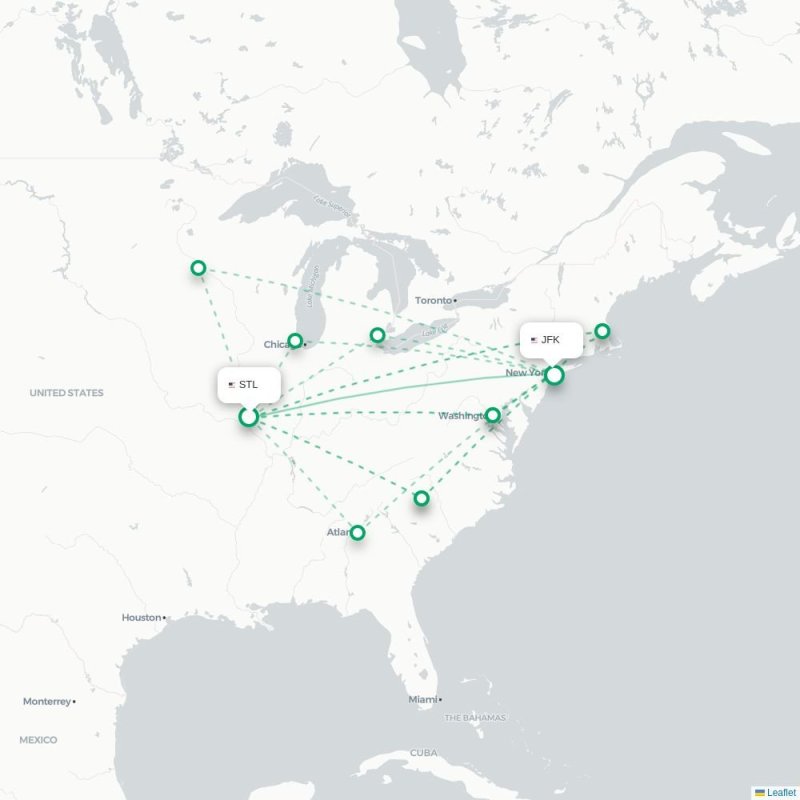 STL - JFK route map