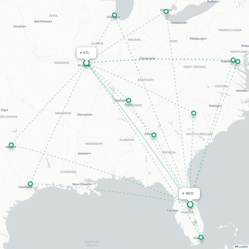 STL - MCO route map