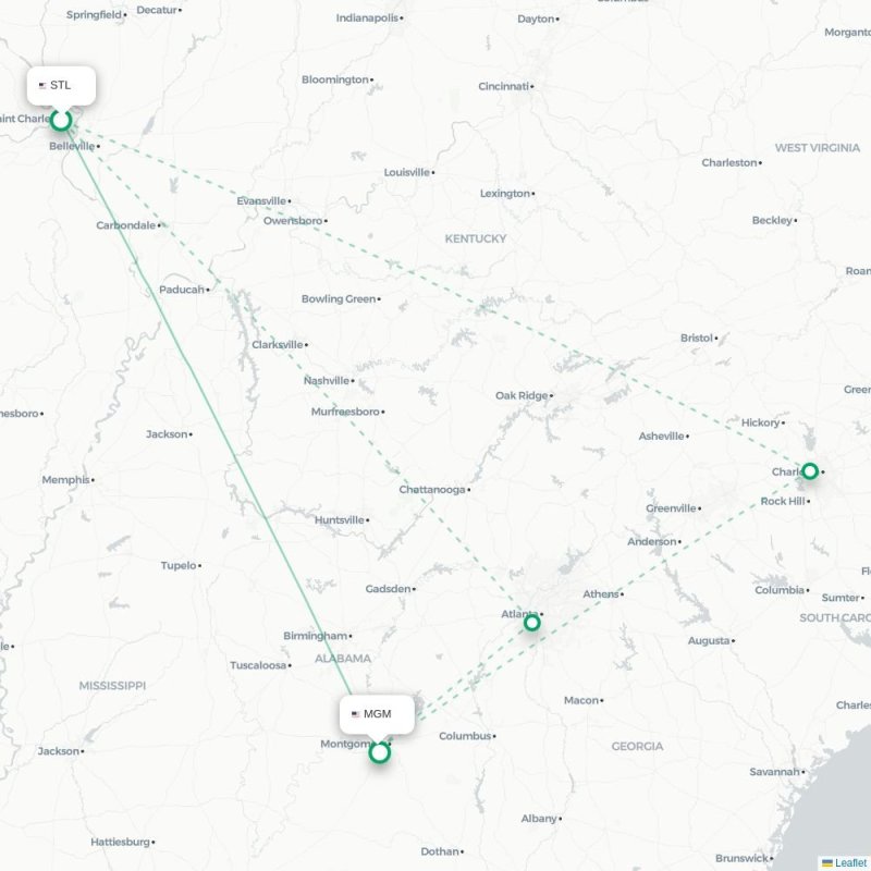 STL - MGM route map